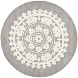 Handmade Soho Chrono Grey/ Ivory New Zealand Wool Rug (8' Round)
