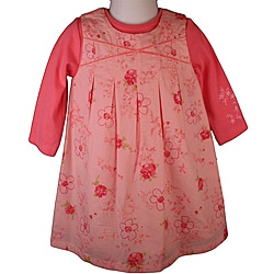 Laura Ashley Girl's Flowered Coral Jumper Dress