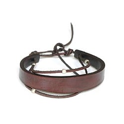 Sterling Silver Accent 'Brown Buoyancy' Leather Bracelet (Indonesia)