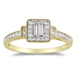 Miadora 10k Yellow Gold 1/3ct TDW Diamond Halo Ring (G-H, I1-I2)