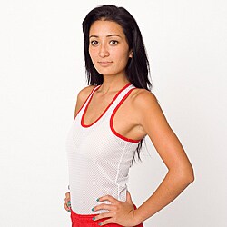 American Apparel Women's White/ Red Mesh Tank Top