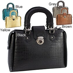 Dasein Faux-leather Crocodile-embossed Extended-zipper Satchel
