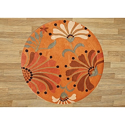 Hand-tufted Rust New Zealand Wool Blend Rug (6' Diameter)