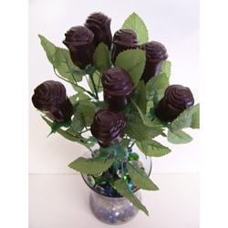 Lang's Chocolates One-Dozen Milk Chocolate Long Stem Roses