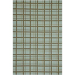 Hand-hooked Blue Area Rug (7'6 x 9'6)