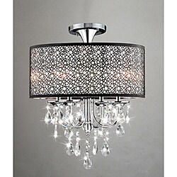 Bubble Shade Crystal and Chrome Flushmount Chandelier 