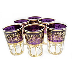 Set of 6 Mek Purple Tea Glasses (Morocco)
