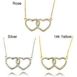 Finesque Diamond Accent Double Heart Necklace