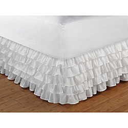 Multi-Ruffle White 15-Inch Drop Queen Bedskirt