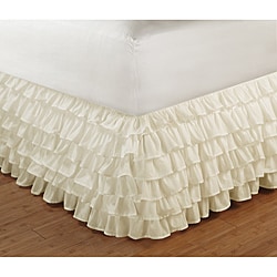 Multi-Ruffle Ivory 15-Inch Drop Queen Bedskirt