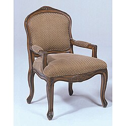 Pecan and Gold Fabric Finish French Provincial Chair 