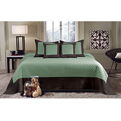 Brentwood 3-piece Seafoam Blue/ Brown Quilted King-size Bedspread Set