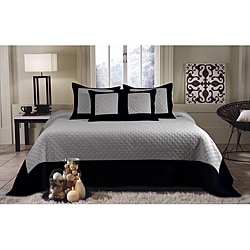 Brentwood 3-piece Gray/ Black Quilted King-size Bedspread Set
