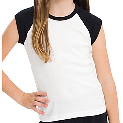 American Apparel Girl's White/ Black Raglan Top