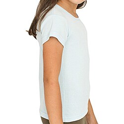 American Apparel Kid's Light Blue Cap-sleeve Baby Rib Cotton Tee
