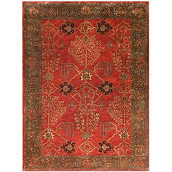 Hand-tufted Orange/ Brown Wool Rug (8' x 11')