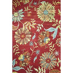 Hand-tufted Antoinette Red Wool Rug (5' x 7'6)