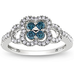 Miadora 14k White Gold 1/2ct TDW Blue and White Diamond Ring (H-I, I1-I2)