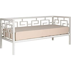 Greek Key Marshmallow White Sofa Depth Daybed and Memory Foam Mattress