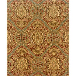 Evan Blue/ Rust Transitional Wool Rug (5' x 8'3)