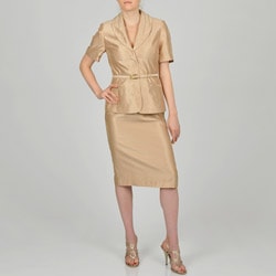 Signature by Larry Levine Women's Two-piece Gold Skirt Suit
