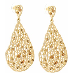NEXTE Jewelry 14k Gold Overlay Champagne Rhinestone Filigree Earrings