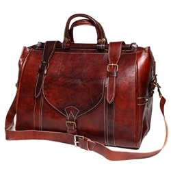 Chestnut Brown Large Leather Travel Bag (Morocco)