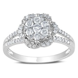 Miadora 14k White Gold 1/2ct TDW Diamond Flower Ring (G-H, I1-I2)
