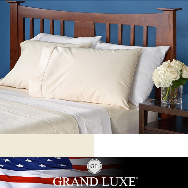 Grand Luxe Egyptian Cotton Solid Sateen 1200 Thread Count Deep Pocket Sheet Set and Pillowcase Separates