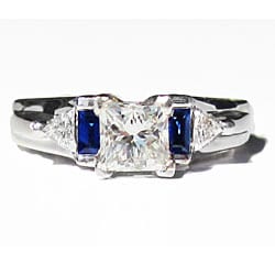 14k White Gold 1 1/2ct TDW Diamond and Sapphire Estate Ring (H-I, SI1-SI2)