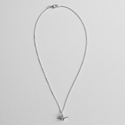 Adrienne Audrey Jewelry Silver Crane Necklace with Pink Crystal