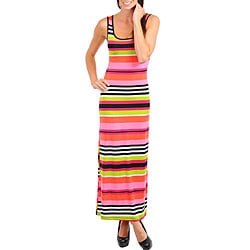 Stanzino Women's Pink/ Orange Striped Sleeveless Maxi Dress