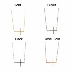 High-polish Sterling Silver Diamond-accented Cross 16.5-inch Necklace