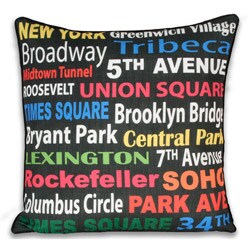 Neon New York Subway Sign 20x20-inch Pillow