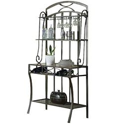Acme Black Faux Marble Top Baker's Rack