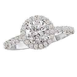 14k White Gold CZ and 3/8ct TDW Diamond Engagement Ring (GH, SI1-SI2)