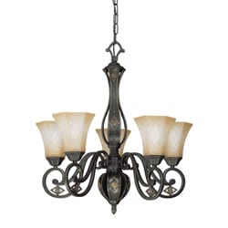 Brussells 5 Light 2 Tier Chandelier Belgium Bronze with Fresco Glass
