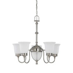 Salem 5 + 2 Light Brushed Nickel With Frosted Linen Glass Chandelier