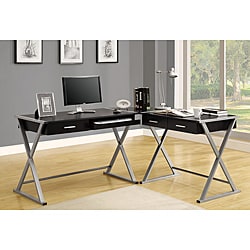 Hollow-core 3-piece Black Corner Desk