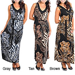 Stanzino Women's Plus Animal Print Maxi Dress