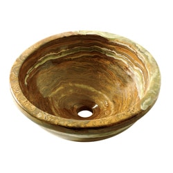 Marble Round Lip Edge Gold Onyx Vessel