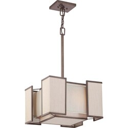Labyrinth 3 Henna Bronze with Khaki Fabric Shades Light Pendant 