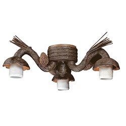 Three Light Old World Leather Ceiling Fan Light Kit