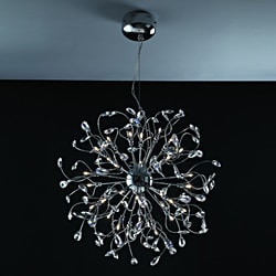 Joshua Marshal Home Collection Modern 32-light Chrome Crystal Encompassed Adjustable Hanging Pendant