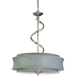 Darwin Nickel and Grey Fabric 3-Light Pendant