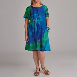 La Cera Women's Plus Tie-dye Short Sleeve Dress