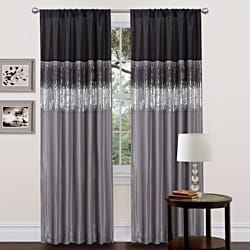 Black/Grey Faux Silk 84-inch Night Sky Curtain Panel