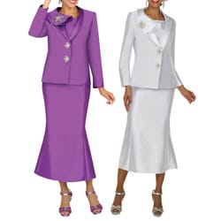 Divine Apparel Women's Asymetrical Collar Missy Skirt Suit