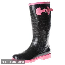 Henry Ferrera Women's Croc Embossed Rubber Rain Boots