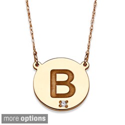 10k Yellow Gold Diamond Accent Engraved Initial Necklace